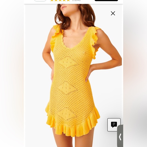 Free People Beach Mykonos Open Knit Mini Sweater Dress in Yellow Size Small - Picture 5 of 11